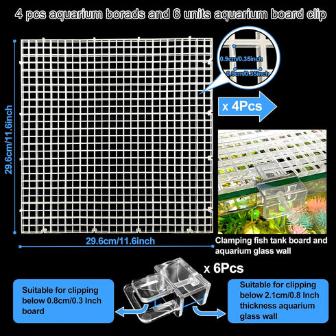 4 Aquarium Lid Hood Fish Tank Top Cover, Plastic Grid Panel Egg Crate Grate