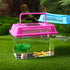 NOLITOY 4pcs Mini Fish Tank, Plastic Fish Box Breeding Case with Handle for Shrimp, Turtle, Goldfish