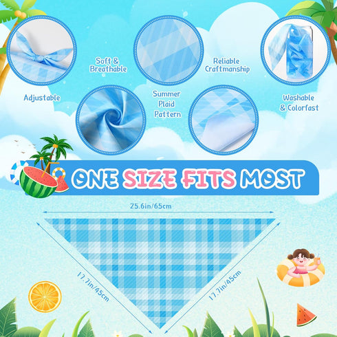 Geyoga 60 Summer Pcs Plaid Dog Bandanas Bulk Hawaiian Pet Scarf Bibs Adjustable Washable Kerchief Seasonal Pet Grooming