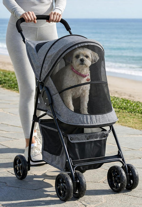 Pet Gear Happy Trails Lite Pet Stroller for Cats/Dogs, Zipper Entry, Easy Fold with