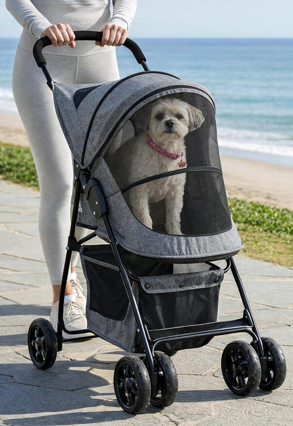 Pet Gear Happy Trails Lite Pet Stroller for Cats/Dogs, Zipper Entry, Easy Fold with