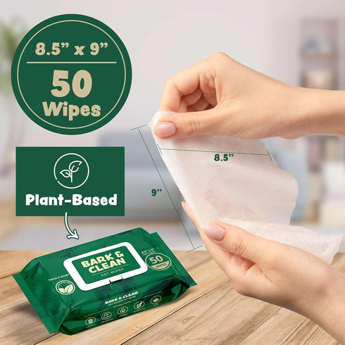 Dog Wipes for Cleaning and Deodorizing - 50 Bamboo Pet Wipes, Compostable, Hypoallergenic Grooming Wipes
