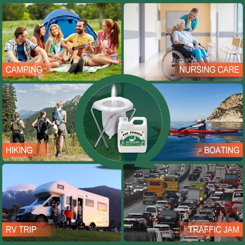ACTICLEAR 2/4lb 60-Second Pee Powder Gel - Rapid Absorption & Odor Neutralizer for Portable Toilets, Camping