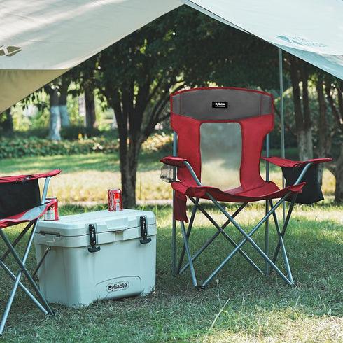 Camping Chairs Portable Folding Lightweight Outdoor Lawn Chair for Adults with Cooler Bag, Cup Holder and Side Pocket