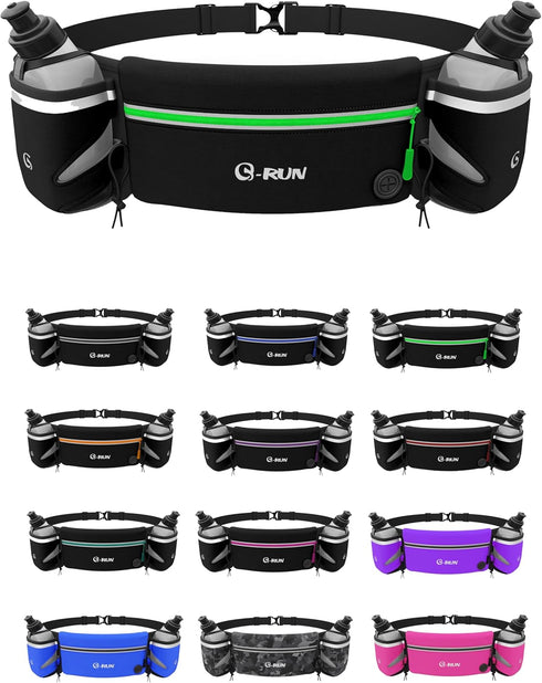 Hydration Running Belt with Bottles - Water Belts for Men and Women, iPhone Running Belt for Jogging Cycling Biking