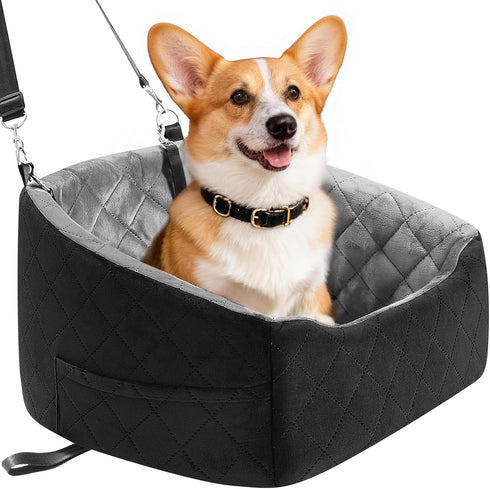 KANGREST 30 Lbs, 2 Dog Car Seat for Small Dogs Up to Pet Travel Safety Bed for Puppy Cat, Fits in Front/Back Seat, Anti