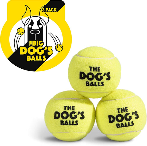 The Big Dog's Balls, Dog Tennis Balls, 3-Pack Yellow, 3 Inch Diameter for Training, Play, Exercise & Fetch