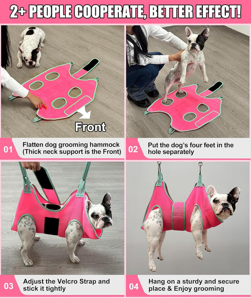 Dog Grooming Hammock, 2024 New Version Barbie Pink Medium Hanging Harness for Nail Clipping and Trimming.