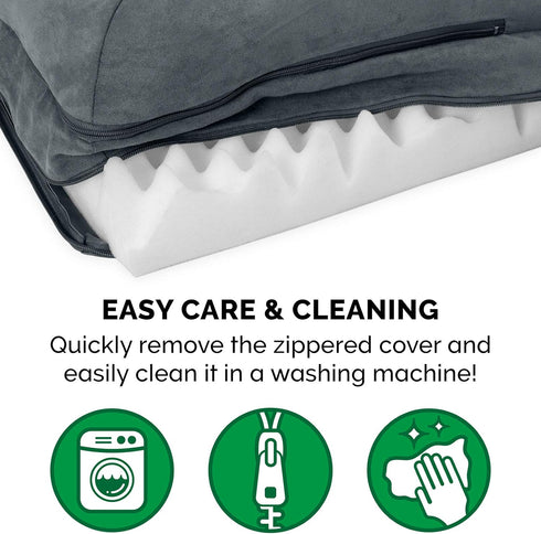 Furhaven Orthopedic Dog Bed for Medium/Small Dogs, L Shaped Chaise with Removable Bolsters - Stone Gray, Medium