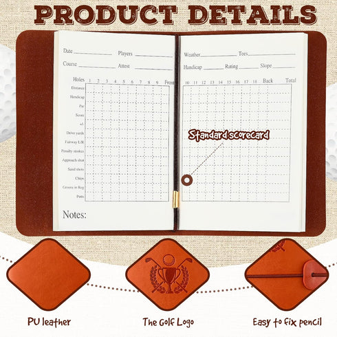 Yexiya Golf Scorecard Book with Pencil - Leather Golf Journal Pocket Log Book for Men Golfers