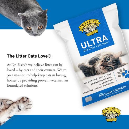 Dr. Elsey’s Premium Clumping Cat Litter - Ultra, 99.9% Dust-Free, Low Tracking, Unscented & Natural Ingredients