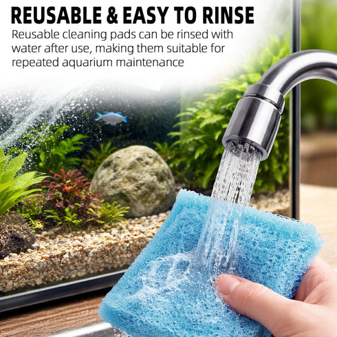 6-Pack (3.25 3.25 1 Aquarium Glass Cleaning Sponge x x in), Non-Scratch Aquarium Cleaner for Fish & Turtle Tanks
