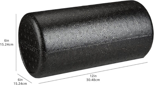 12 Inches, Amazon Basics High-Density Foam Roller for Exercise and Recovery, Black