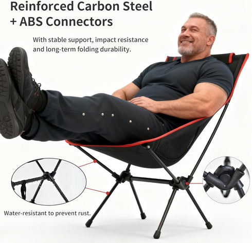 Lightweight Folding Lawn Chairs with Carry Bag,Stable and Sturdy Camping Chair with Back Support, Suitable for Fishing