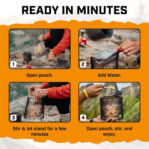 2-Pack Backpacking 4 Peak Refuel Beef Stroganoff | Freeze-Dried & Camping Food | High Protein Real Beef | Quick Prep |