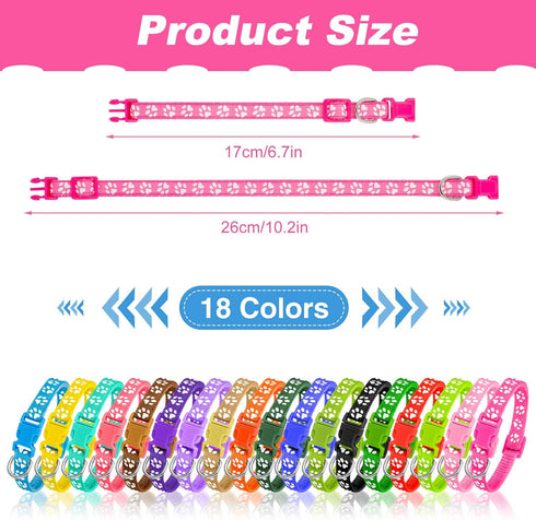 18 Pcs Puppy Collars for Litter Adjustable Puppy Whelping Collars Soft Nylon Puppy ID Collars with Safety Quick Release Buckle for Small Medium Dogs( 17-26cm )