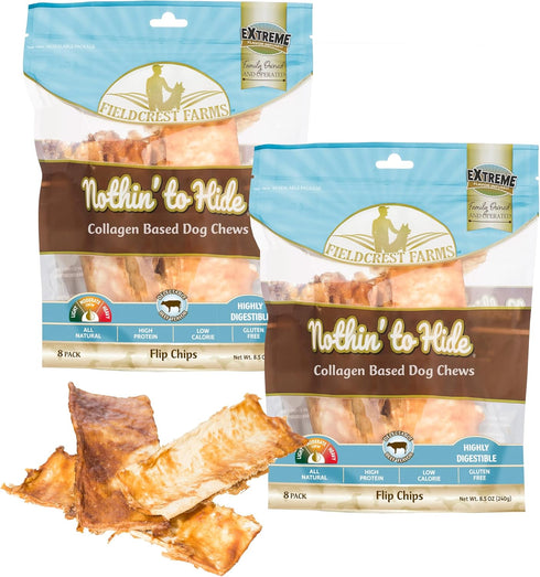 Fieldcrest Farms Nothin to Hide Flip Chips Dog Chews - Natural Rawhide Alternative Treats