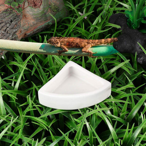 ibasenice Reptile Food Water Bowls - Ceramic Dish for Leopard Gecko (Medium Triangle, 2PCS)
