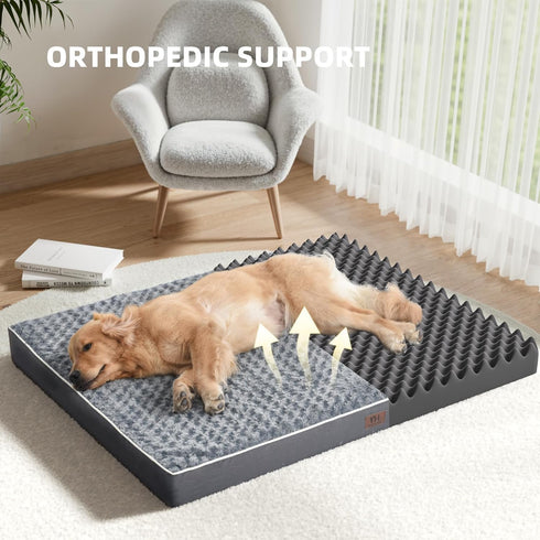 WESTERN HOME WH Medium Dog Bed - Orthopedic Waterproof Mattress with Removable Washable Cover, Thick Egg Crate Foam,