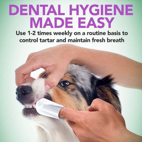 Vet's Best Dental Care Finger Wipes, 50 Count, Reduces Plaque & Freshens Breath for Dogs & Cats