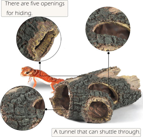 Aquarium Wood Fish Tank Decorations, Resin Fake Logs Terrarium Decor, Reptile Hide for Fish Cave