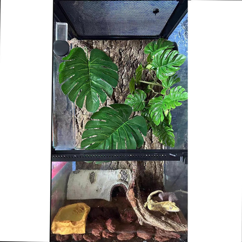 2Pack Woyrise Reptile Plants for Terrarium, Artificial Hanging Plants with Suction Cups, Amphibian Tank Habitat Decor