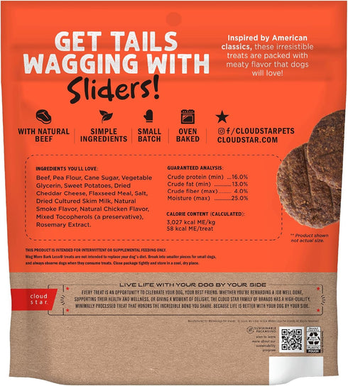 8 oz. Cloud Star Wag More Bark Less Sliders Dog Treats, Beef Cheeseburger Bag