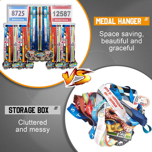 100 200 Shimeyao Race Bib and Medal Display Hanger, Metal Rack Holder Wall Mounted Award Rack for Runners, Displays