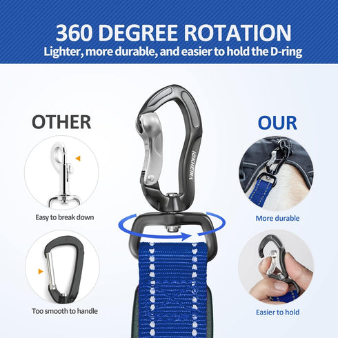 IOKHEIRA Adjustable Dog Leash for Large Dogs, 4-6 FT Strong Bungee Leash with Car Seatbelt, Blue