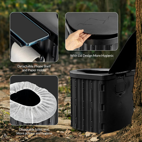 Thallike 12-inch 400 Lbs, Portable Camping Toilet with Pop-Up Privacy Tent, Toilet Seat, Outdoor Portable Folding
