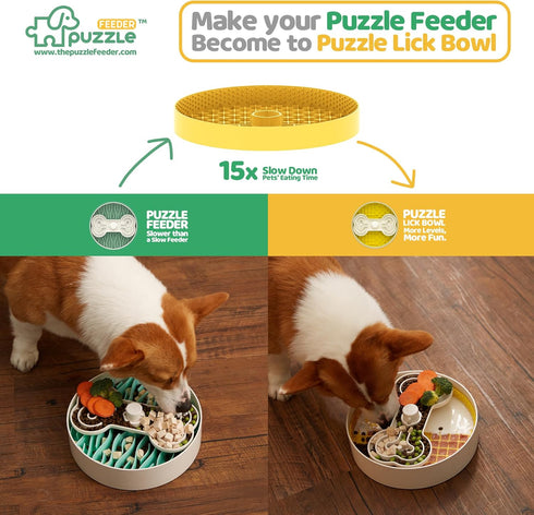 Insert, Dog Bowl Slow Feeder Accessories, Transform Your Lick Bowl to Slow Feeder Insert Dog Bowl, 6 Cups 9.8 Inch Yellow