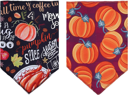 BoomBone 2 Pack Thanksgiving Dog Bandana, Triangle Bibs Pet Fall Scarf for Medium to Large Dogs