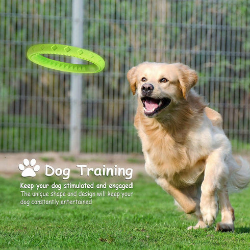 Dog Chewing Ring - Soft Rubber Ring Dental Chewing Teething Biting Chasing Training Toy for Small and Medium Dog Puppy - 10", Green