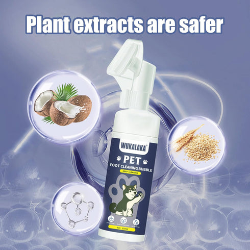 Dog Paw Cleaner, No-Rinse Foaming Cleanser with Silicone Bristle Brush for Gentle Cleaning