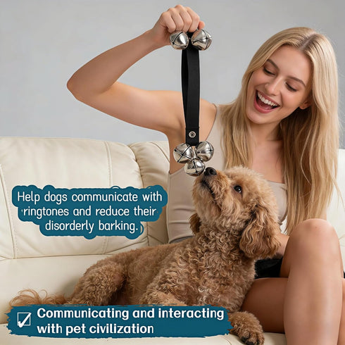 7 31-33 Inches Dog Doorbell for Potty Training, Adjustable Length with Extra Loud Bells, Black Nylon Strap with Metal