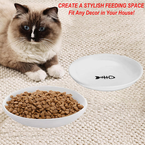 4 Pack Cat Food Bowl with Non-Slip Silicone Bottom, Healthy Ceramic Dishes for Indoor Cats, Puppy Feeding Plates