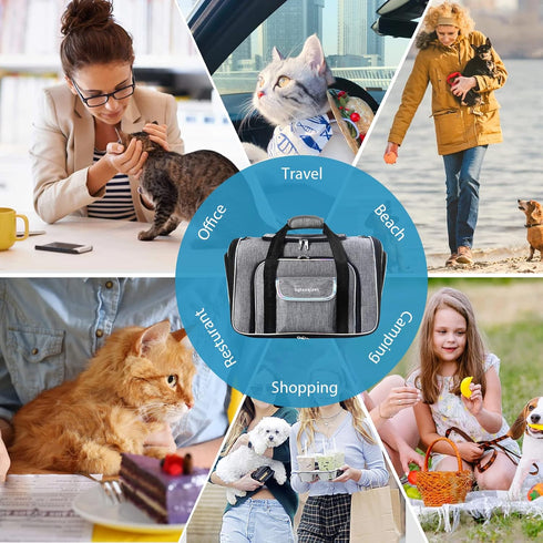 4 Sides Expandable Cat Travel Bag, Airline Approved Collapsible Soft-Sided Carrier for Kittens & Small Animals