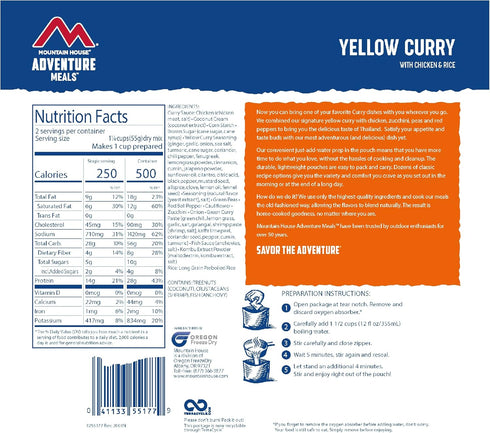 Mountain House Yellow Curry with Chicken & Rice - Freeze Dried Backpacking & Camping Food, 2 Servings