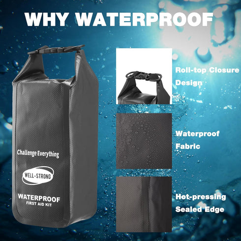 Waterproof First Aid Kit Roll Top, Emergency Kit with Waterproof Contents for Fishing and Camping