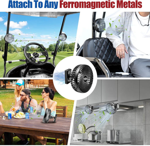 NOKINS 2 PCS Golf Cart Fan, Portable Magnetic Fans for EZGO Club Car Yamaha, 3-speed Settings