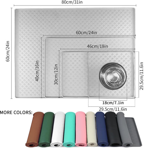 Ptlom Anti-Slip Dog Food Mat, Waterproof High-Lips Dog Feeding Mat for Food and Water, Silicone Tray