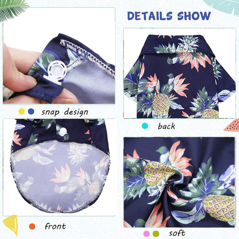 Pack of 4 Hawaiian Dog Shirt Summer Clothes, Breathable Dog Sweatshirts with Coconut Tree & Pineapple for XS-5XL (XL)