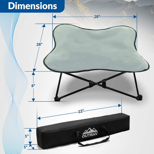 Portable Elevated Bed, Folding Pet Cot for Indoor, Outdoor, Traveling, Camping, Raised Travel Lounger for Dogs, Cats,