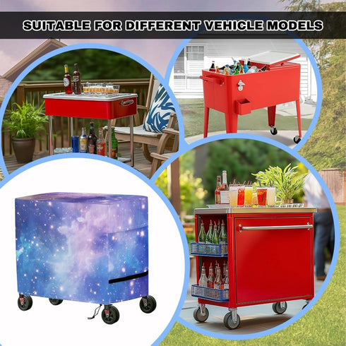 Xumfabuy 80-100 Cooler Cart Cover, Starry Sky Outdoor Bar Cart Cover Fits for Most Quart Rolling Cooler, Tool Chest