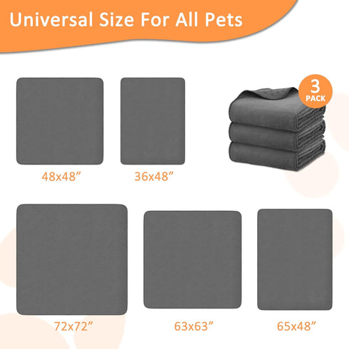 65'' 48'', 3 Packs Bunlitent Washable Pee Pads for Dogs x Extra Large Reusable Dog Mat with Quick Dry, Fast Absorbent