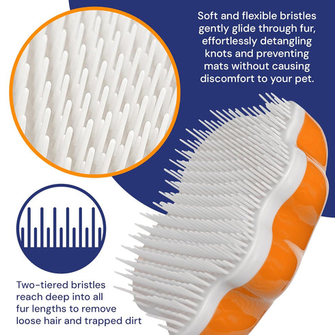 Large 5" Dog Pet Hair Massaging Brush Grooming Tool for Cats, Dogs, Long or Short Hair, Tangerine Orange