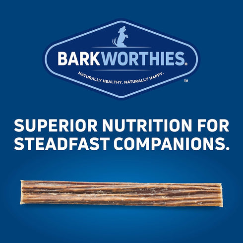 Barkworthies 6 Inch Beef Gullet Sticks, 12 Count Pack - Protein-Packed Dental Health Snack for Dogs