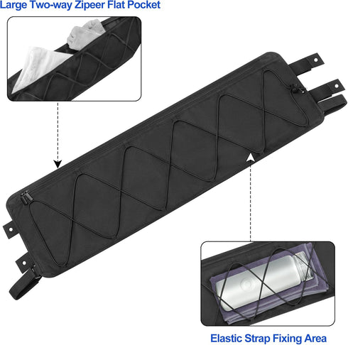 Golf Cart Ceiling Storage Bag, Overhead Organizer Bag for Club Car Precedent, Tempo, Onward, Black