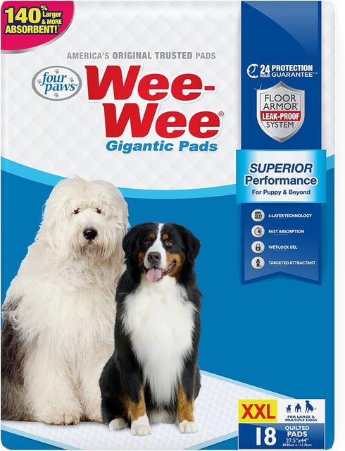 Four Paws Wee-Wee Superior Performance Gigantic Pee Pads for Extra Large Dogs, Leak-Proof Quilted Potty Training Pads
