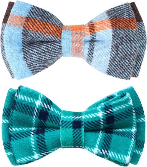 Joytale Upgraded Cat Collar with Bow Tie, Breakaway Collars with Bells, 2 Pack Safety Plaid Kitten Collars, Haze